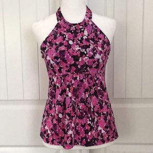 Pink and Purple Floral Halter Tankini Top Size 8